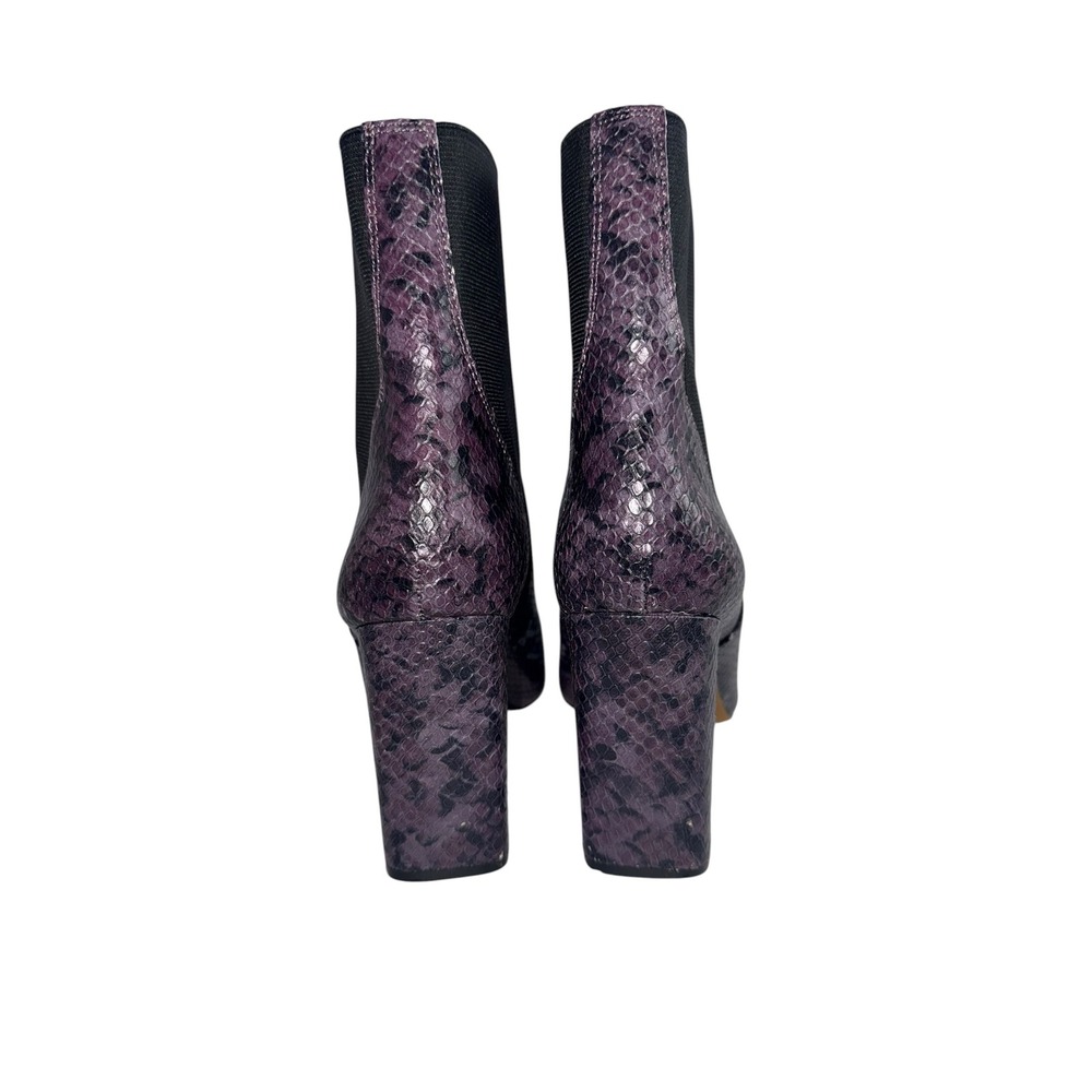 Vince Camuto Seeana Booties Women 9 Purple Snakeskin Leather Block Heel EUC - Picture 4 of 10